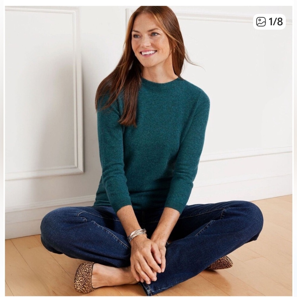 Talbots NWT Cashmere Lightweight Blue Green Sweater SZ M - Beautiful Quality!!!